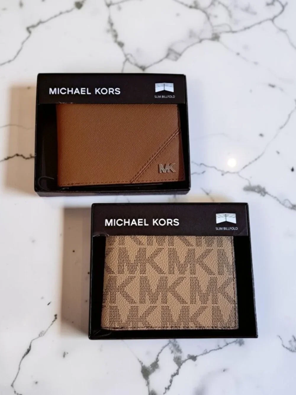 Michael Kors Brown/Tan & Beige Slim Billfold Wallet Bundle Set